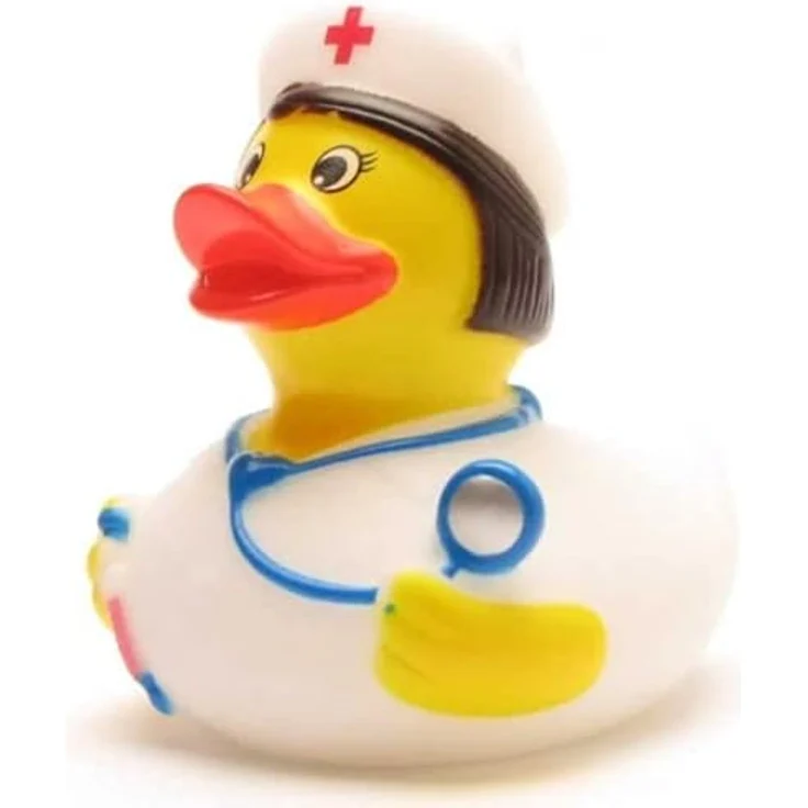 Duckshop Badeente - personalisierbar (Krankenschwester Ente) mit Wunschtext bis 10 Zeichen, 8 cm groß, aus Vinyl – Bild 3