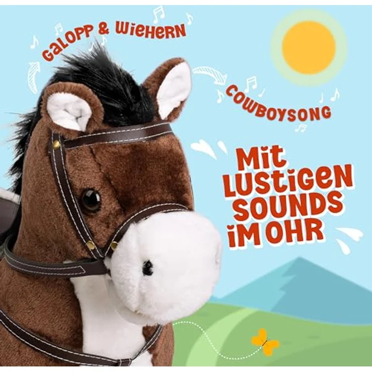 Pink Papaya Stehpferd zum draufsitzen | 75cm Spielpferd zum Reiten Timmy | Pferd zum Reiten für Kinder mit Sound | Sattel Pferd – Bild 2