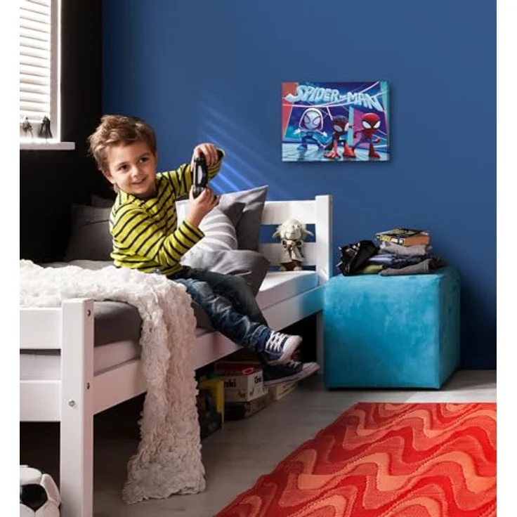 Komar Keilrahmenbild - Spidey and His Amazing Friends Glowy Spideys - 60 x 40 cm - Leinwandbild für Kinderzimmer in Blau, Rot, Lila – Bild 2