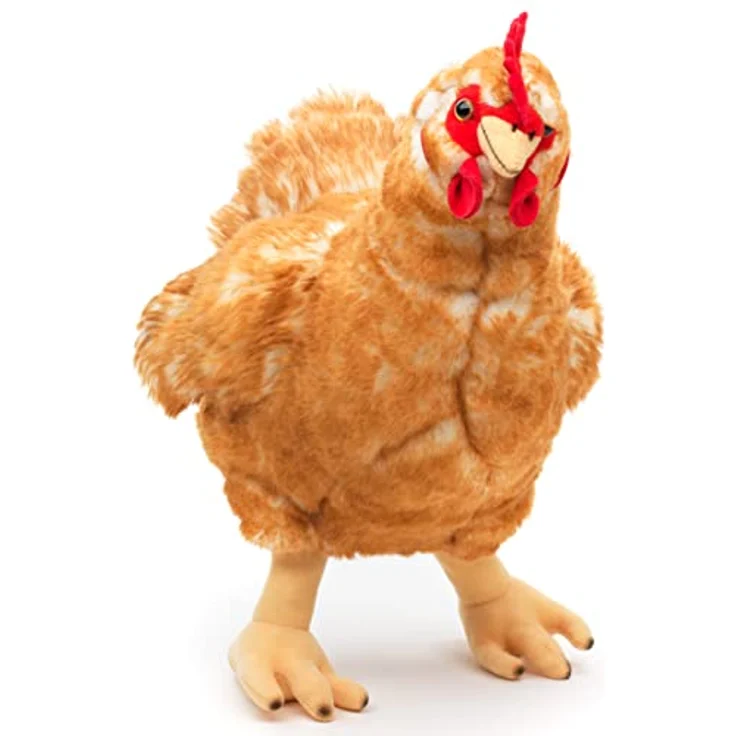 Uni-Toys - Henne braun, mit Ei - 37 cm (Höhe) - Plüsch-Huhn, Vogel - Plüschtier, Kuscheltier, (BH-13028) – Bild 2