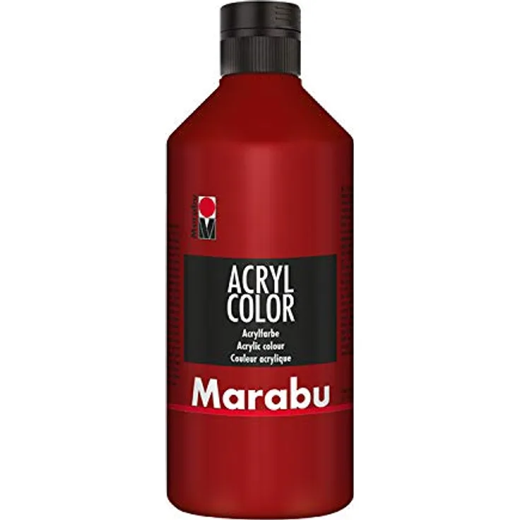 Marabu Acryl Color 500 ml, rubinrot, cremige Acrylfarbe auf Wasserbasis, schnell trocknend, lichtecht, wasserfest für Leinwand, Papier und Holz