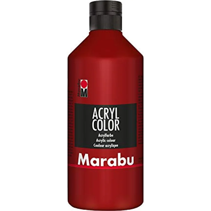 Marabu Acryl Color 500 ml, rubinrot, cremige Acrylfarbe auf Wasserbasis, schnell trocknend, lichtecht, wasserfest für Leinwand, Papier und Holz – Bild 1