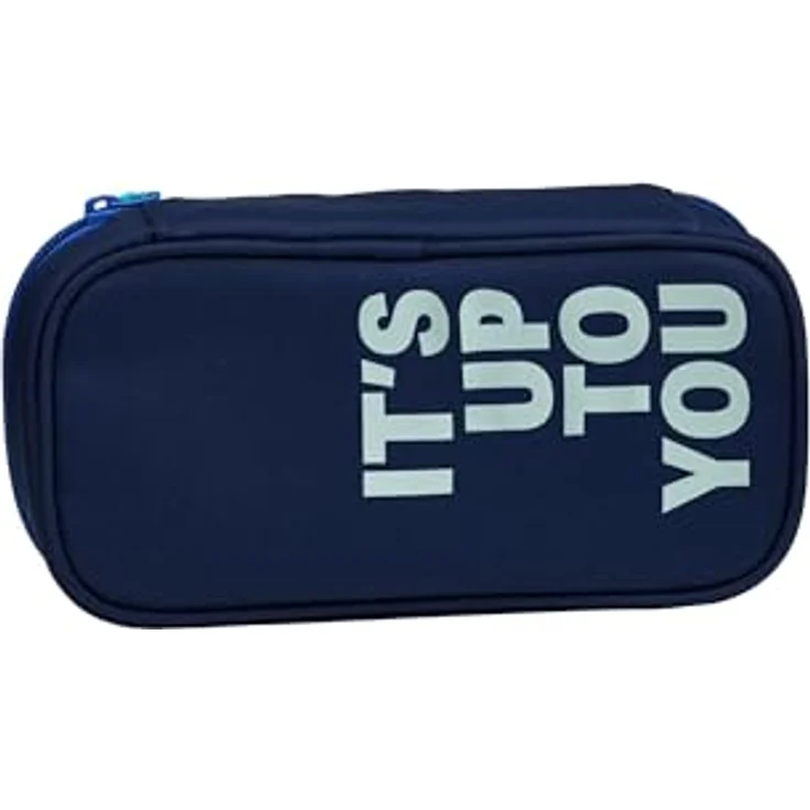 satch Schlamperbox extra groß inkl. Trennfach Reißverschlussfach Stiftehalter Geodreieck Sichtfenster für Stundenplan Crossed Blue - Blau Federmäppchen – Bild 2
