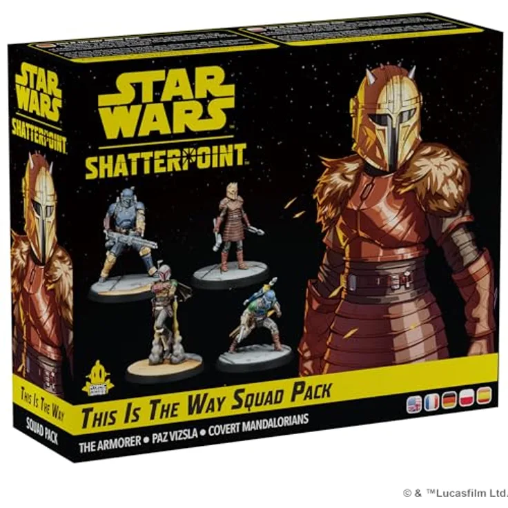 Atomic Mass Games AMGD1042 - Star Wars: Shatterpoint - This Is The Way Squad Pack, Skirmish-Miniaturenspiel mit 3 Mandalorianern, Polnisch, für 2 Spieler ab 14 Jahren