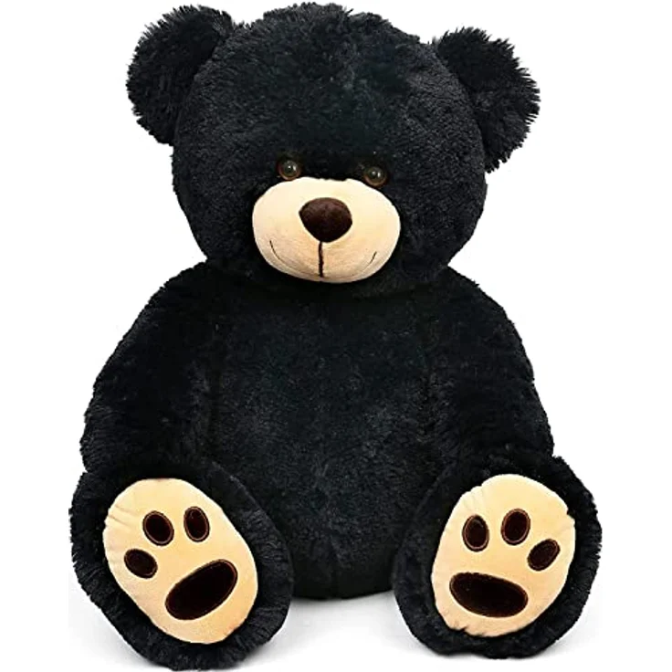 LotFancy Teddybär Kuscheltier 50cm, Plüschtier mit sicherer Augen- und Nasenkonstruktion, schwarz – Bild 1