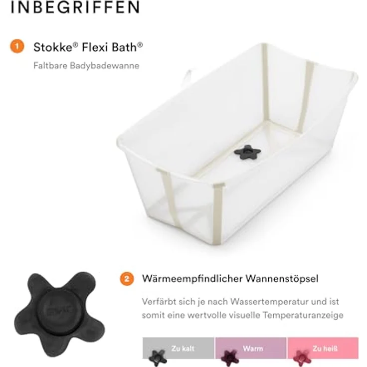 Stokke Flexi Bath, faltbare Babybadewanne in Sandy Beige, leicht & robust, ideal für Neugeborene und unterwegs – Bild 4