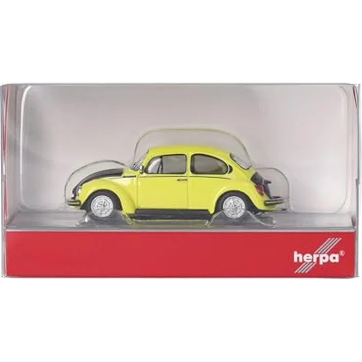 Herpa Volkswagen (VW) Käfer 1303, Miniaturfahrzeug im Maßstab 1:87, gelb-schwarz, Sammlerstück aus Kunststoff, Made in Germany – Bild 5