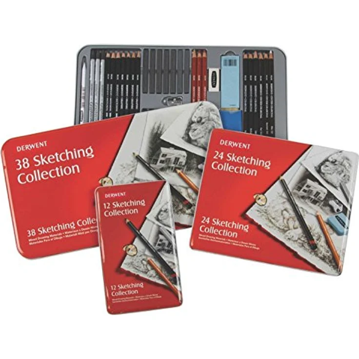 Derwent Sketching Collection Set, 12 Bleistifte in Aufbewahrungsttin für Künstler und Zeichner – Bild 3