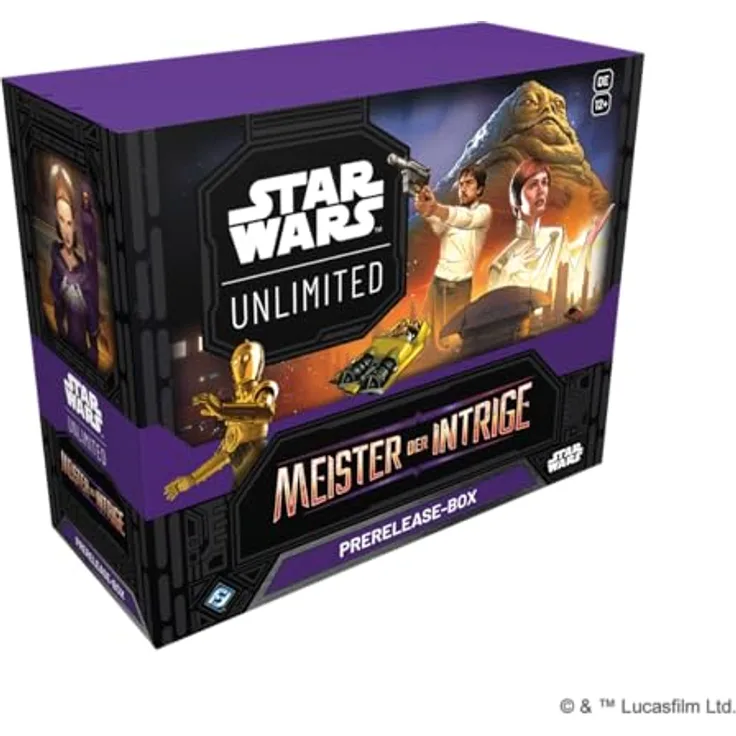 Asmodee FFG Star Wars: Unlimited TCG - Pre Release Box "Meister der Intrige" mit 6 Booster Packs, exklusive Promo-Karten und komplettes Turnier-Kit, für 2+ Spieler, ab 12 Jahren, Deutsch