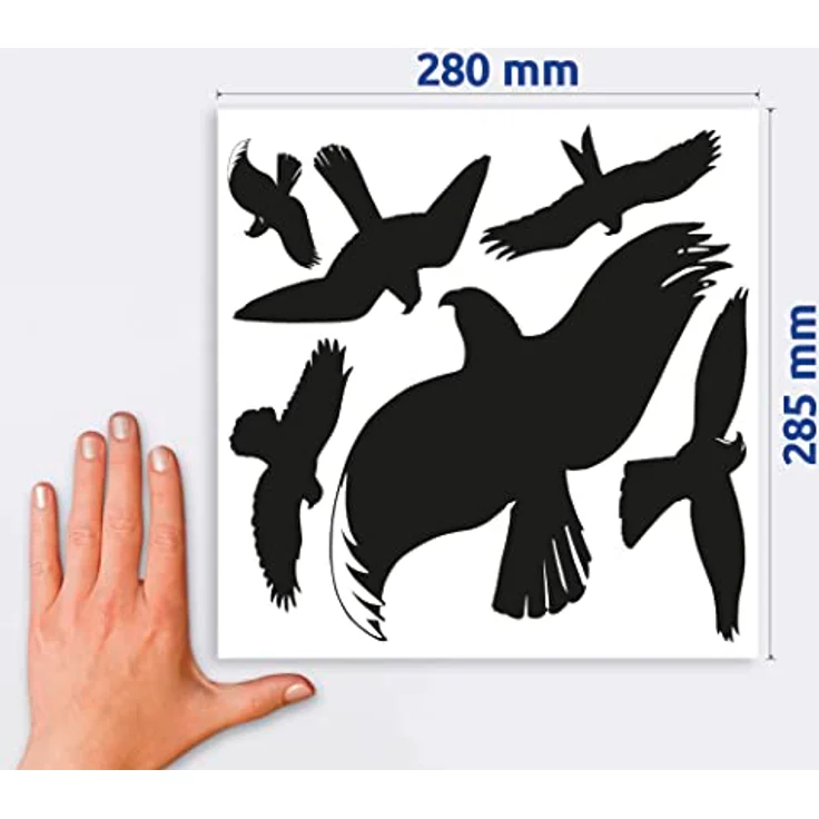 AVERY Zweckform 4485 Fenster-Aufkleber Warnvögel 6 Stück (Folie, schwarz, Vogelaufkleber für Scheiben, Wintergärten, Glashäuser, Vogelschutz, Vogel-Silhouetten, Schutz vor Vogelschlag, Fensterschutz) – Bild 2