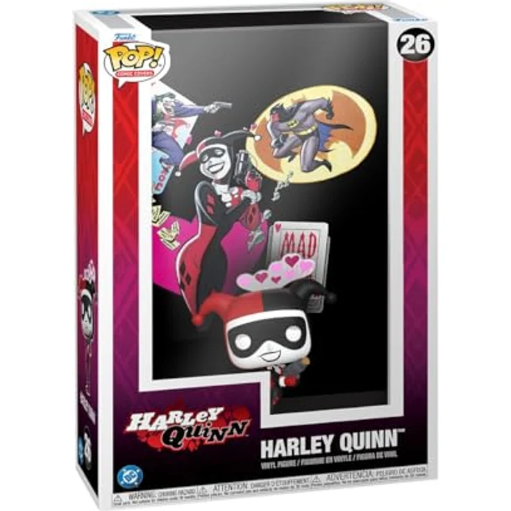Funko Pop! DC: Comic Cover - Harley Quinn #26, Vinyl-Figur 9 cm mit Comic-Cover Backdrop – Bild 1