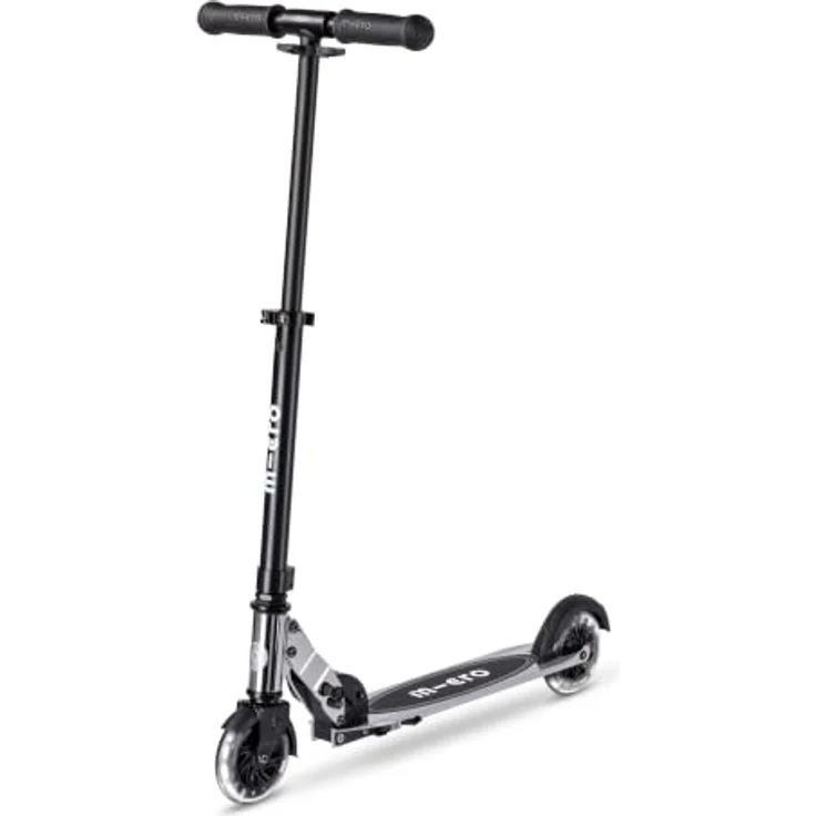Micro Scooter Micro Sprite LED Silverchrome, klappbarer Kinderroller mit höhenverstellbarem Lenker und LED Rädern, für Jugendliche und Erwachsene – Bild 1