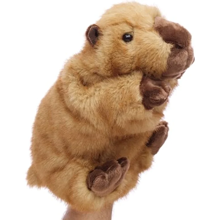 Uni-Toys Handpuppe Capybara, 27 cm Plüschtier aus hochwertiger Polyester-Faser, flauschig weich und naturgetreu – Bild 2