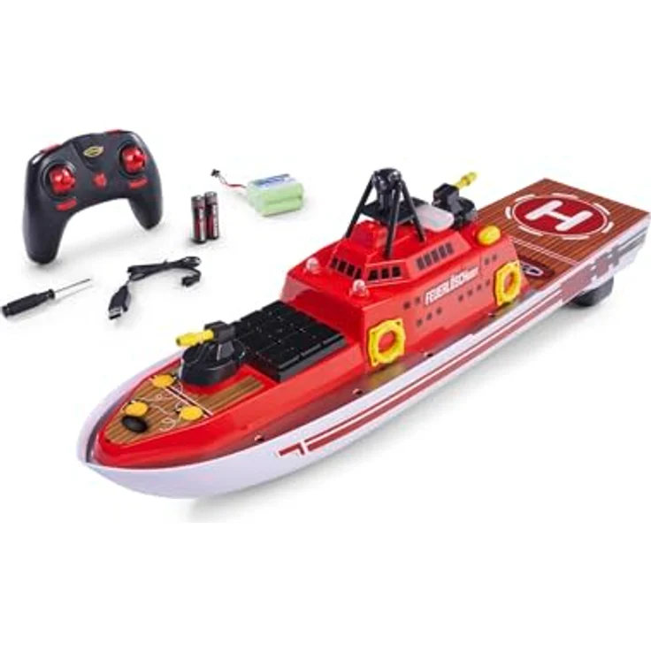 Carson 500108051 RC- Feuerlöschboot 2.4G 100% RTR - Ferngesteuertes Boot, RC Boot, Ferngesteuertes Boot für Kinder und Erwachsene, inklusive Fernsteuerung – Bild 1