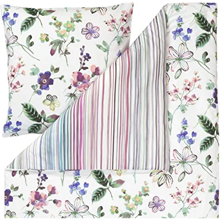 ESTELLA Mako-Satin Bettwäsche Lily Multicolor 1 Bettbezug 135 x 200 cm + 1 Kissenbezug 80 x 80 cm – Bild 2