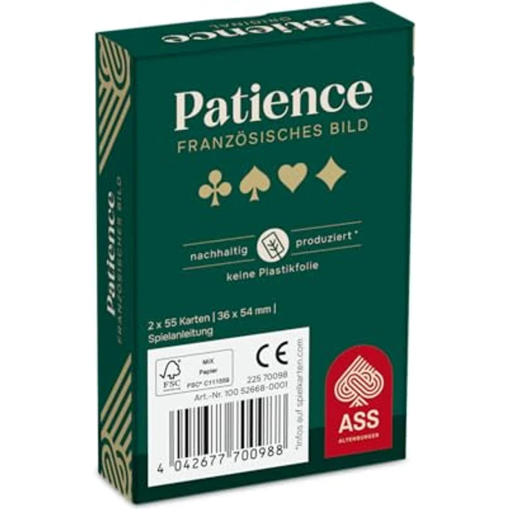 ASS Altenburger FSC Mini-Patience Original, Kartenspiel mit 110 Karten, umweltfreundlich zertifiziert, handliches Format 36 x 54 mm – Bild 2