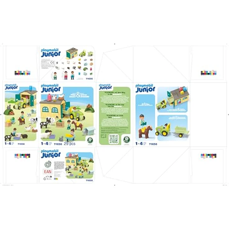 Playmobil® Konstruktions-Spielset Bauernhof-Abenteuer mit Traktor, Anhänger u. tier. Freunden (71656), (29 St), JUNIOR, Made in Europe – Bild 8