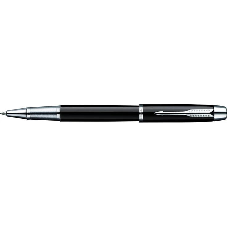 Parker Pen, Schreibstifte Rollerball, tiefschwarz lackiertes Messing mit gebürsteter Metallgriffzone, chromfarbene Zierteile, Tintenfarbe schwarz