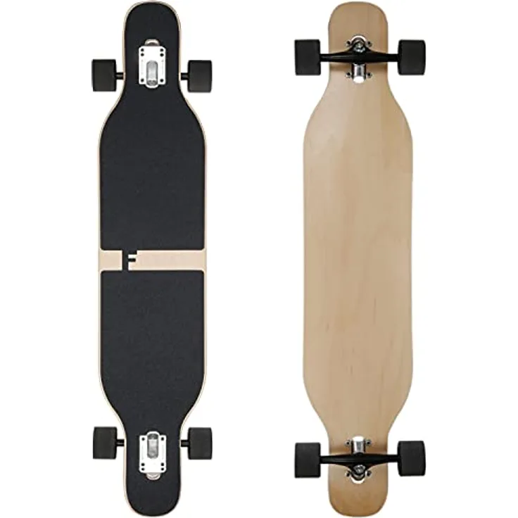 FunTomia Longboard mit 3 Flex Stufen Drop Through Cruiser Komplettboard Mach1 Speed Kugellager T-Tool, Ahornholz, Flex3 (25 bis 68kg)