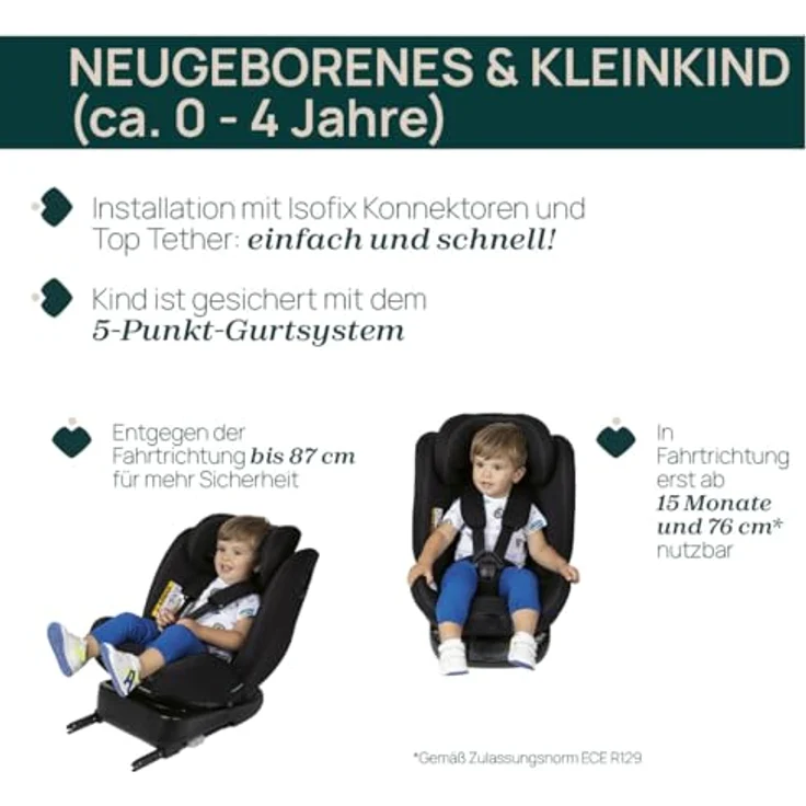 Chicco Autokindersitz UNICO EVO I-SIZE, verstellbarer Autositz für Kinder von 0 Monaten bis 12 Jahren, schwarz – Bild 7