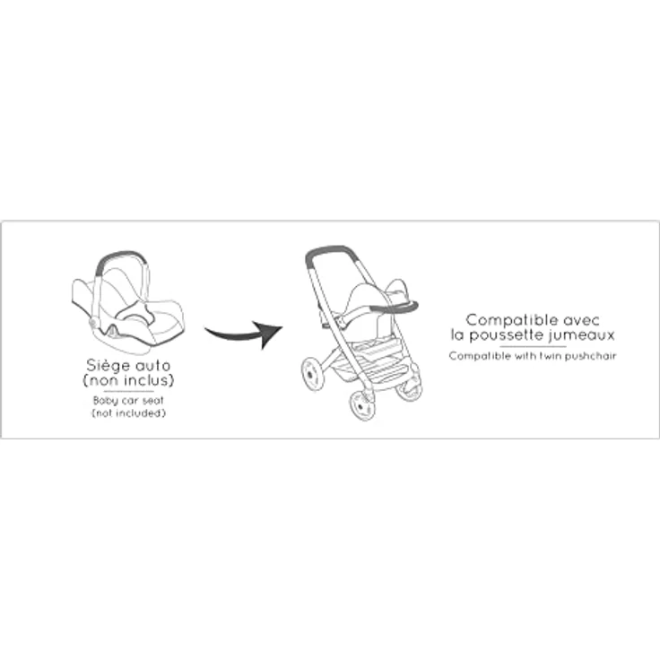 Smoby - Maxi Cosi Zwillings-Sportpuppenwagen - für Puppen bis 42 cm – Puppenwagen für zwei Puppen im Quinny-Design, für Kinder ab 3 Jahren – Bild 3