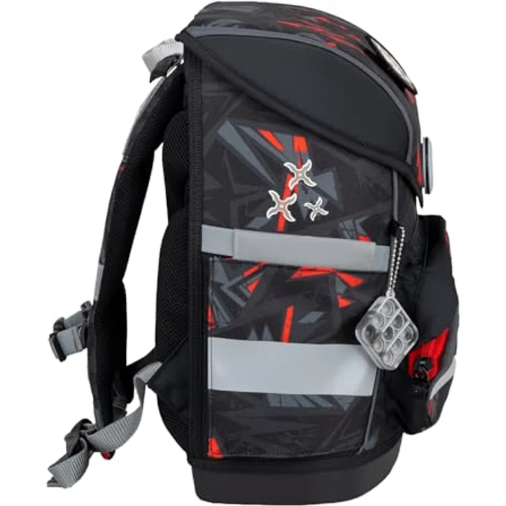 Belmil Compact mit Patches, Schulranzen Set 5-teilig mit Brustgurt, 19 L Volumen, Ninja – Bild 4
