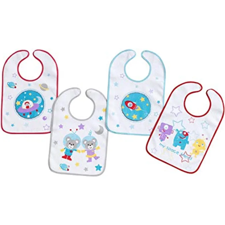 Interbaby 00134 Packung mit 12 Lätzchen aus plastifiziertem Frottee mit Klettverschluss 25 x 40cm, weiß, 360 g