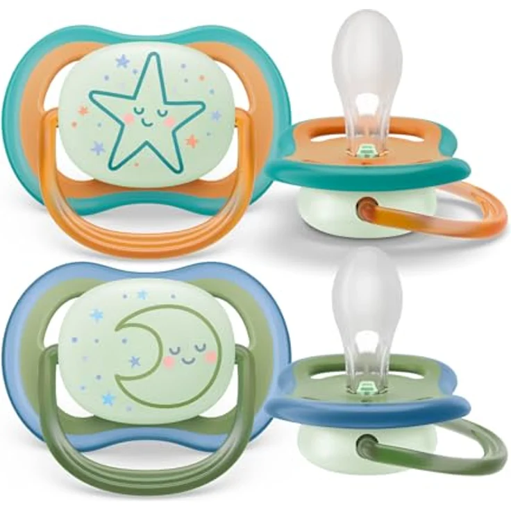 Philips Avent ultra air Nighttime Schnuller, 2er Pack, BPA-frei, atmungsaktiv, leuchtet im Dunkeln, für Babys ab 18 Monaten, inklusive Transport- und Sterilisationsbox (SCF376/23) – Bild 1