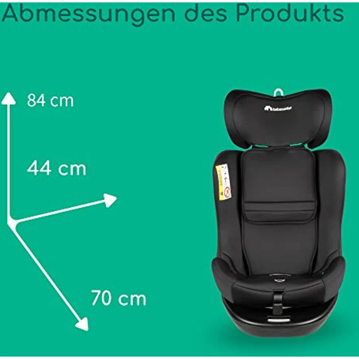 Bebeconfort EvolveFix i-Size, um 360° drehbarer Kindersitz, Kindersitz der Gruppe 0 1 2 3, ISOFIX-Kindersitz, ab Geburt bis zu 12 Jahren, bis zu 36 kg, 40-150 cm, Black Mist – Bild 9