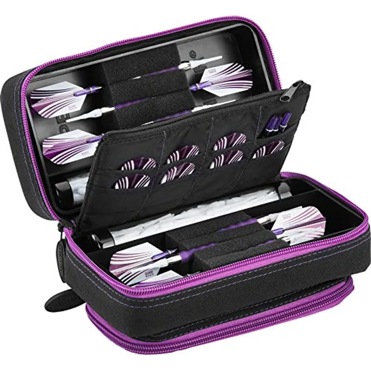 Casemaster by GLD Products Plazma Pro Darttasche schwarz mit Amethyst-Reißverschluss und Handyfach