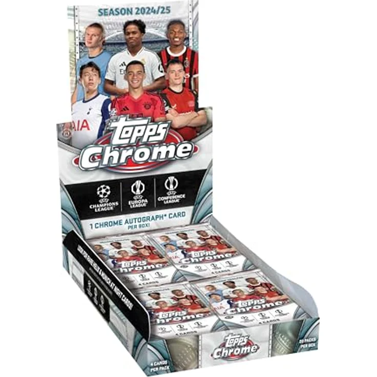 Topps Chrome UEFA Club Competitions 2024-25 Hobby Box, Sammelkarten-Display aus Papier und Pappe, geeignet für Sammler ab 6 Jahren – Bild 1