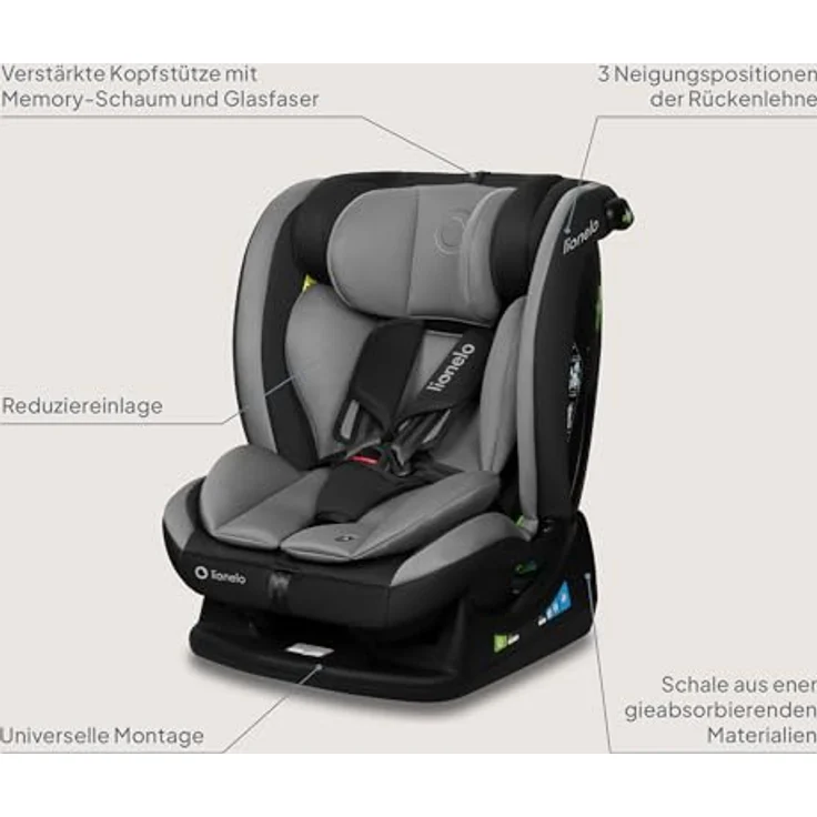 lionelo Autokindersitz AART I-SIZE, 4in1, i-Size, zusätzlicher Seitenschutz, ab Geburt bis 12 Jahre, 0,00 kg bis 50,00 kg – Bild 13