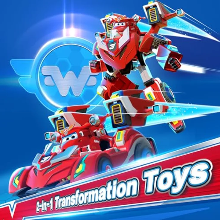 Super Wings Jett 2-in-1 Verwandlungsroboter, ca. 18 cm groß, verwandelt vom Roboter zum Auto, für Kinder ab 3 Jahren, Rot – Bild 2