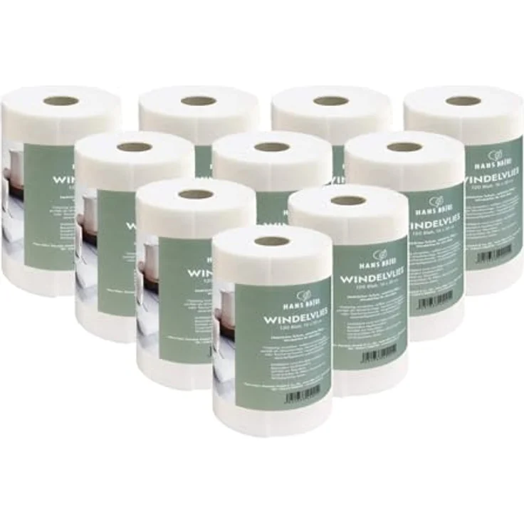 HANS NATUR Windelvlies Windel-Einlagen Papiervlies, 10 Rollen a 120 Blatt, 16 x 28 cm, umweltfreundlich aus Zellulosebasis, kompostierbar, hergestellt in Deutschland – Bild 1