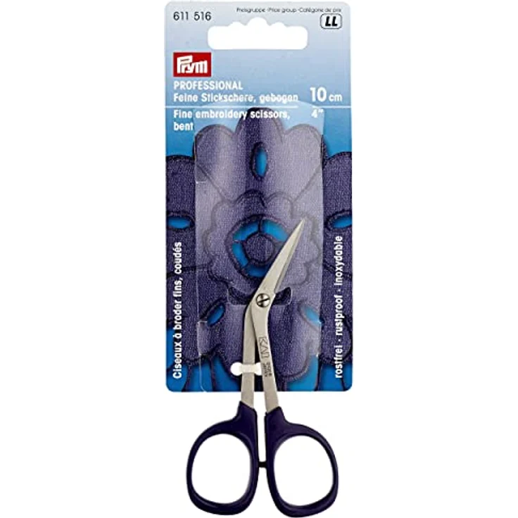Prym Professional Stickschere gebogen 4'' (10 cm), rostfreier Edelstahl, blau – Bild 2