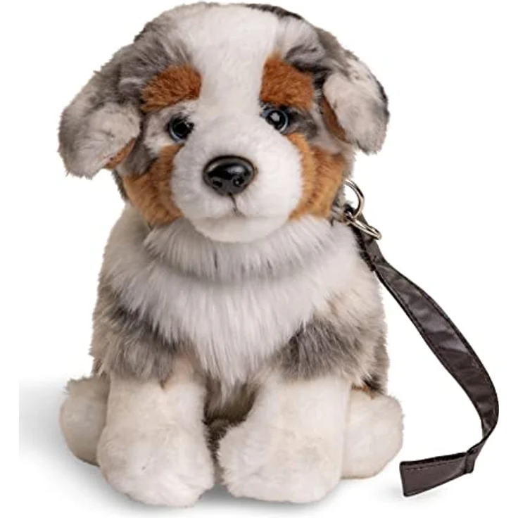 Uni-Toys - Australischer Schäferhund Welpe, sitzend (mit Leine) - 22 cm (Höhe) - Plüsch-Hund, Haustier - Plüschtier, Kuscheltier – Bild 2