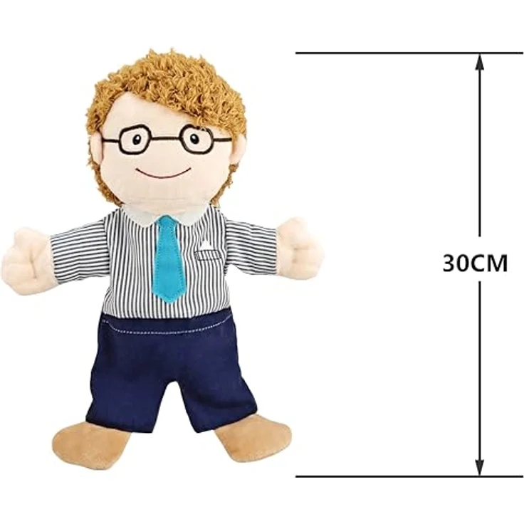 LOMTRATS Familien-Handpuppen, 30 cm große Puppen für Geschichtenerzählen und Unterricht, inklusive Opa, Oma, Vater, Mutter, Tochter, Sohn, aus weichem Plüsch, ideal als Geburtstagsgeschenk – Bild 2