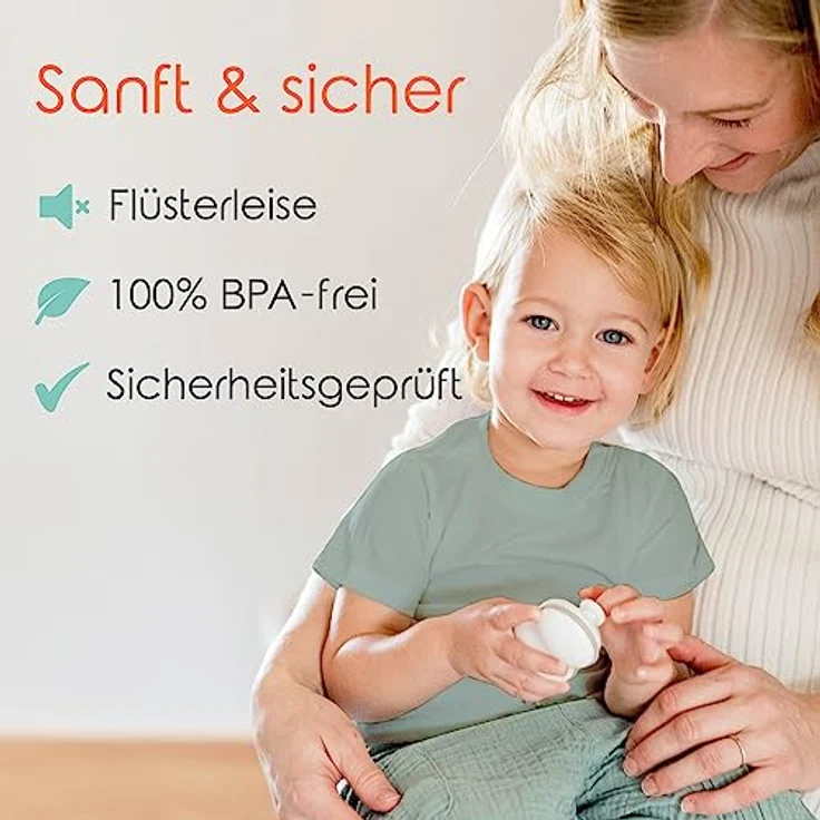 Cherish Baby Care Elektrische Nagelfeile Baby, Nagelset mit 4 Feilpads, automatischer Sicherheitsstopp, für Neugeborene (0-12 Monate) mit Etui – Bild 4