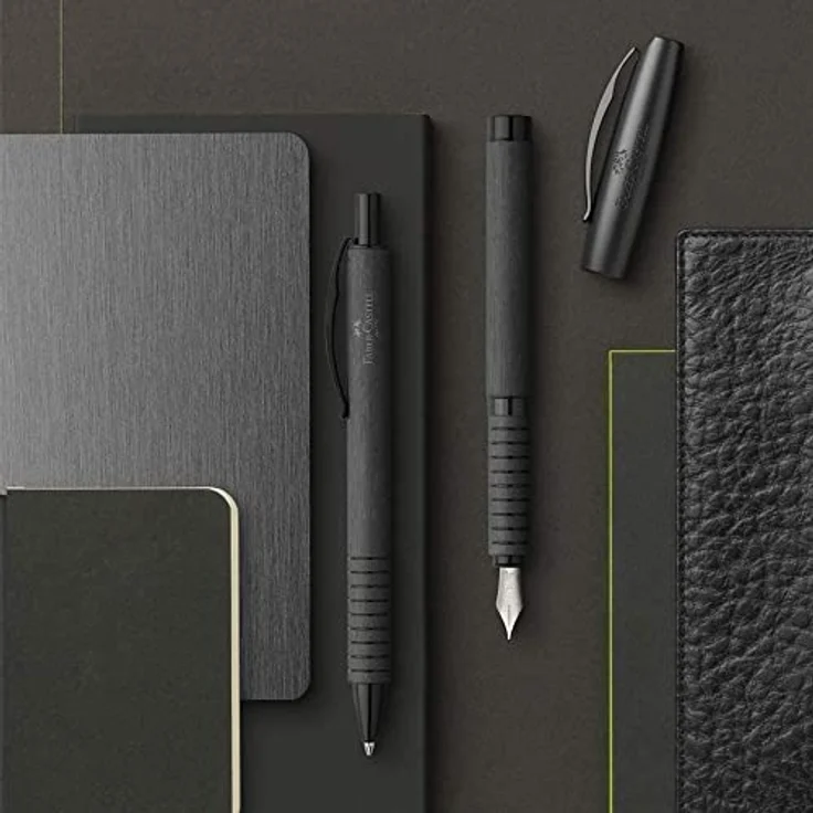 Faber-Castell Füllhalter Essentio Aluminium F, Edelstahlfeder, Tintenpatrone schwarz, schwarzer Schaft – Bild 9
