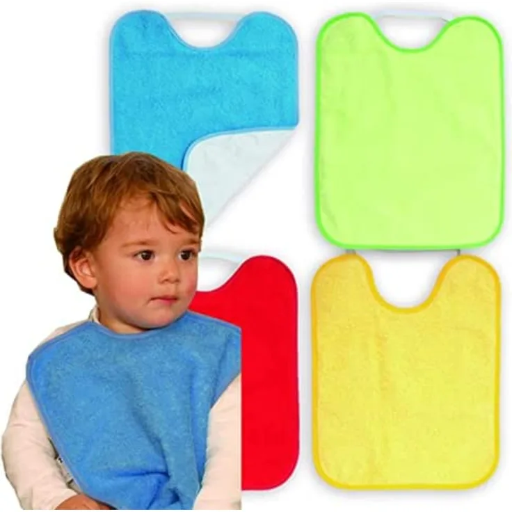 Ti TIN | 4er-Pack wasserdichte Baby-Lätzchen 12, 32x36 cm, kräftige Farben | Baby-Lätzchen 18-24 Monate Unisex | wasserdichte Lätzchen
