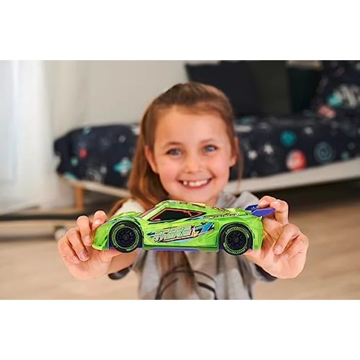 Aquaplay Dickie Toys Speed Tronic, Spielzeugfahrzeug mit Reibungsmotor, Musik und Lichteffekten, gelb, 20 cm, für Kinder ab 3 Jahren – Bild 6