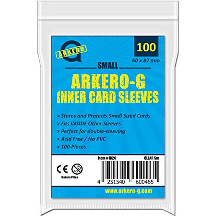 Arkero-G® 100 Precise Fit Inner Sleeves Small, durchsichtige Kartenhüllen für japanische Yu-Gi-Oh! Karten, 60 x 87 mm, säure- & PVC-frei