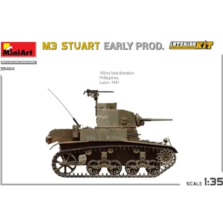 Other 1:35 M3 Stuart, Modellfahrzeug Kit mit Interior und beweglichen Kettengliedern, 7 Varianten Decals – Bild 14