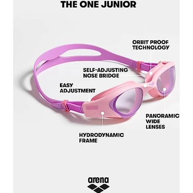 arena The One Junior Anti-Fog Schwimmbrille für Kinder, mit Breiten Gläsern, UV-Schutz, Selbstjustierender Nasensteg, Orbit-Proof Dichtungen – Bild 3