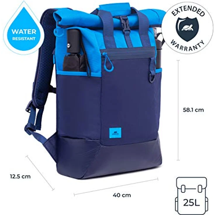 Rivacase ultraleichter Reiserucksack 30L für Laptop bis 17.3 Zoll - Rucksack für Damen und Herren - wasserdichter Sporttasche für Reisen und Arbeit – Bild 2