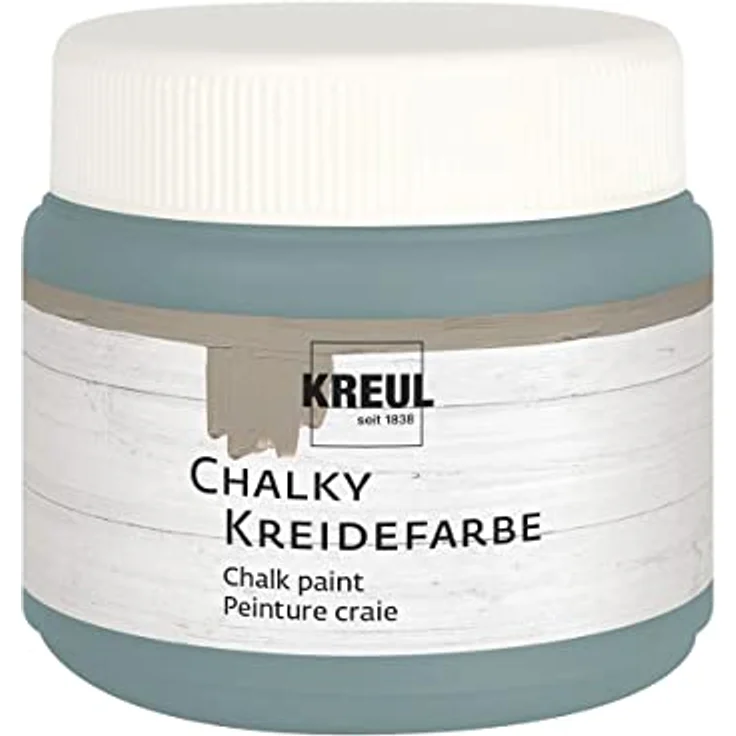 KREUL 75317 Chalky Kreidefarbe, Sir Petrol, 150 ml, sanft-matte, schnelltrocknend, cremig deckend, für Used Look Effekte – Bild 1
