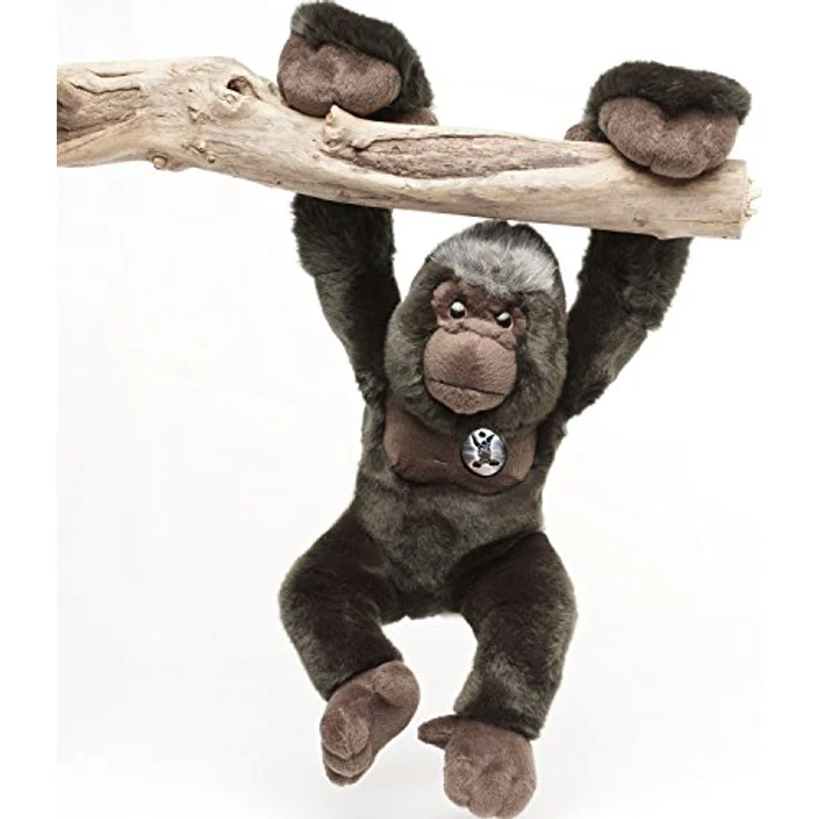 Kuscheltiere.biz Gorilla Kuscheltier AFFE Menschenaffe Hangelaffe Acrobats Plüschtier KABARA - Naturrealistisch, SEMO Acrobats Serie, waschbar, hochwertig in Grau – Bild 1