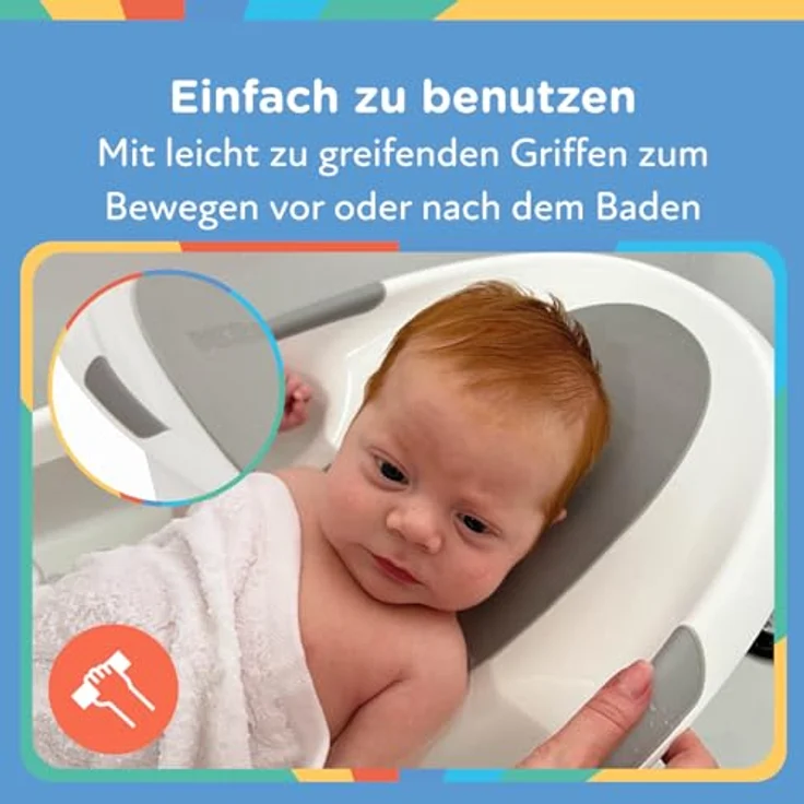 Nuby Dr. Talbot's - Baby-Badewanne mit Rückenlehne aus weiches Schaumstoff - Badewanne für Babys mit rutschfeste Griffe - 0-12 Monate – Bild 5