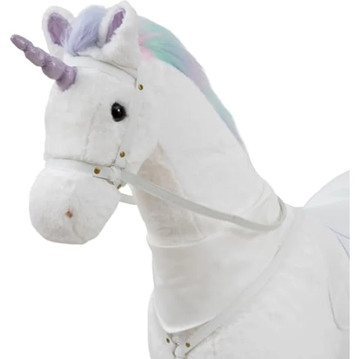 ELLA & PIET® Großes XXL Stehpferd Einhorn SNOW mit Sattel (Weiß-Pastell) - Großes XXL Standpferd 105 cm, Mit Sattel, Zaumzeug und Halstuch, Bis 100 Kg belastbar – Bild 2