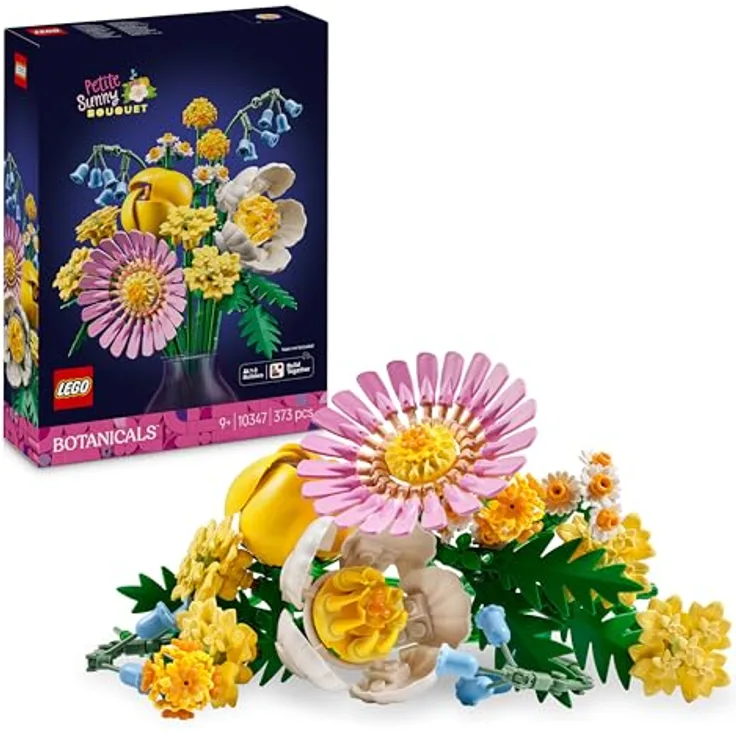LEGO Botanicals Kleiner Sommerstrauß, Bauset mit Kunstblumen, inkl. Glockenblumen, Butterblumen, Tulpen, verstellbare Stiele, Spielzeug für Mädchen ab 9 Jahren, 10347